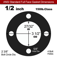 Equalseal EQ 825 N/A NBR Full Face Gasket - 150 Lb. - 1/8" Thick - 1/2" Pipe