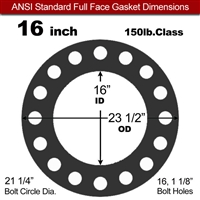 Equalseal EQ 825 N/A NBR Full Face Gasket - 150 Lb. - 1/8" Thick - 16" Pipe
