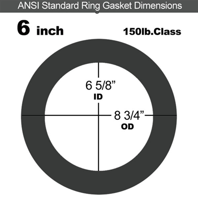 Equalseal EQ 825 N/A NBR Ring Gasket - 150 Lb. - 1/16" Thick - 6" Pipe