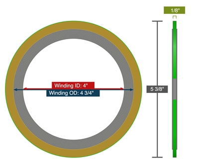 EQSW Spiral Wound Gasket - 150 Lb. - 3" - 316SS/Flexible Graphite Filler - 316 Outer Ring