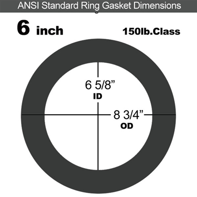 EQ Flexible Graphite/.002" SS, Ring Gasket - 150 Lb. - 1/16" Thick - 6" Pipe