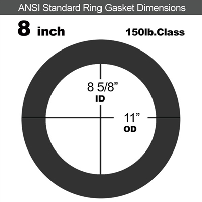 EQ Flexible Graphite/.002" SS, Ring Gasket - 150 Lb. - 1/16" Thick - 8" Pipe