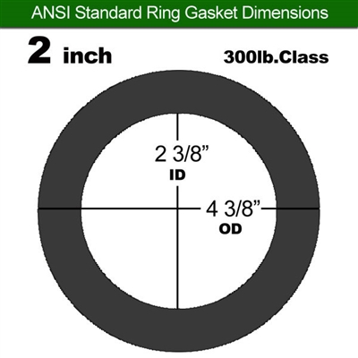 EQ Flexible Graphite/.002" SS, Ring Gasket - 300 Lb. - 1/16" Thick - 2" Pipe