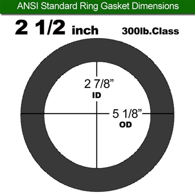 EQ Flexible Graphite/.002" SS, Ring Gasket - 300 Lb. - 1/16" Thick - 2-1/2" Pipe