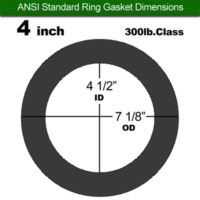 EQ Flexible Graphite/.002" SS, Ring Gasket - 300 Lb. - 1/16" Thick - 4" Pipe