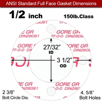 GOREÂ® GR Full Face Gasket - 150 Lb. - 1/16" Thick - 1/2" Pipe