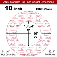 GOREÂ® GR Full Face Gasket - 150 Lb. - 1/16" Thick - 10" Pipe