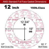 GOREÂ® GR Full Face Gasket - 150 Lb. - 1/16" Thick - 12" Pipe