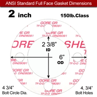 GOREÂ® GR Full Face Gasket - 150 Lb. - 1/16" Thick - 2" Pipe