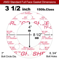 GOREÂ® GR Full Face Gasket - 150 Lb. - 1/16" Thick - 3-1/2" Pipe