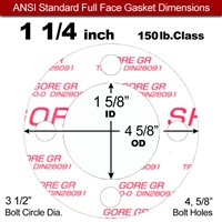 GORE GRÂ® Full Face Gasket - 150 Lb. - 1/8" Thick - 1-1/4" Pipe