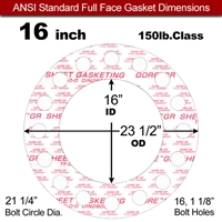 GOREÂ® GR Full Face Gasket - 150 Lb. - 1/8" Thick - 16" Pipe