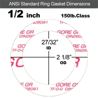 GORE GRÂ® Ring Gasket - 150 Lb. - 1/16" Thick - 1/2" Pipe