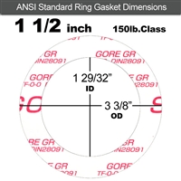 GORE GRÂ® Ring Gasket - 150 Lb. - 1/16" Thick - 1-1/4" Pipe