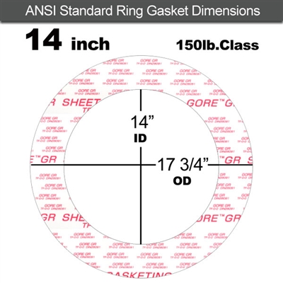 GORE GRÂ® Ring Gasket - 150 Lb. - 1/16" Thick - 14" Pipe