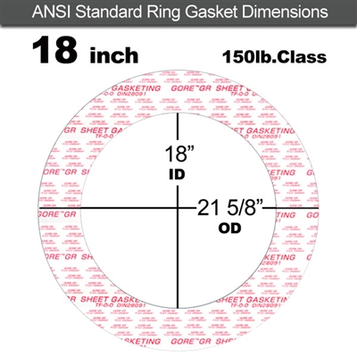 GORE GRÂ® Ring Gasket - 150 Lb. - 1/16" Thick - 18" Pipe