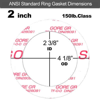 GORE GRÂ® Ring Gasket - 150 Lb. - 1/16" Thick - 2" Pipe