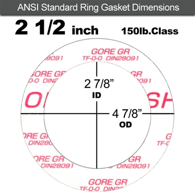 GORE GRÂ® Ring Gasket - 150 Lb. - 1/16" Thick - 2-1/2" Pipe