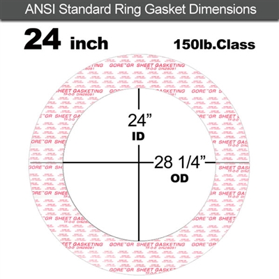 GORE GRÂ® Ring Gasket - 150 Lb. - 1/16" Thick - 24" Pipe