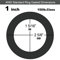 60 Duro Neoprene Ring Gasket - 150 Lb. - 1/16" Thick - 1" Pipe