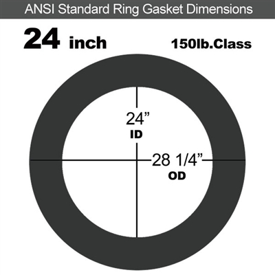 60 Duro Neoprene Ring Gasket - 150 Lb. - 1/8" Thick - 24" Pipe