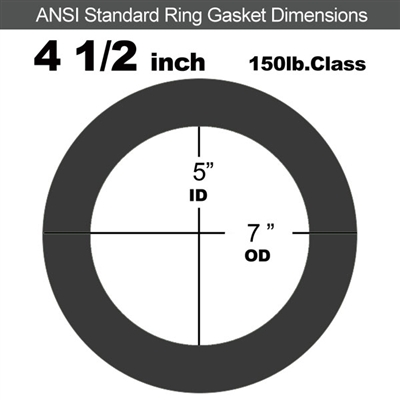 60 Duro Neoprene Ring Gasket - 150 Lb. - 1/8" Thick - 4-1/2" Pipe