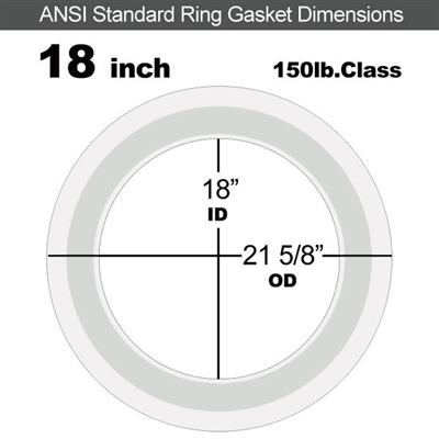 Equalseal PTFE with 304 Stainless Steel Core Flange Gasket - 150 Lb. - 3/32" Thick - 18" Pipe