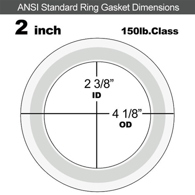 Equalseal PTFE with 304 Stainless Steel Core Flange Gasket - 150 Lb. - 3/32" Thick - 2" Pipe