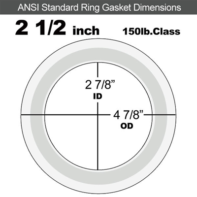 Equalseal PTFE with 304 Stainless Steel Core Flange Gasket - 150 Lb. - 3/32" Thick - 2-1/2" Pipe