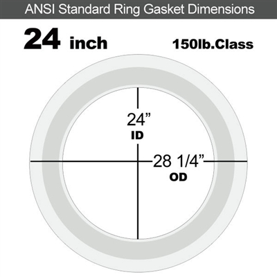 Equalseal PTFE with 304 Stainless Steel Core Flange Gasket - 150 Lb. - 3/32" Thick - 24" Pipe