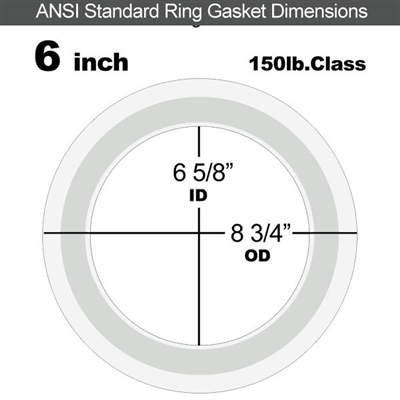 Equalseal PTFE with 304 Stainless Steel Core Flange Gasket - 150 Lb. - 3/32" Thick - 6" Pipe