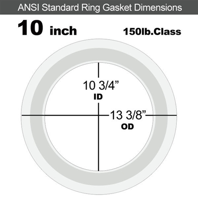 Equalseal PTFE with 304 SS Core Flange Gasket - 150 Lb. - 1/8" Thick - 10" Pipe