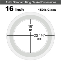 Equalseal PTFE with 304 Stainless Steel Core Flange Gasket - 150 Lb. - 1/8" Thick - 16" Pipe