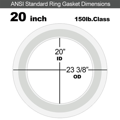 Equalseal PTFE with 304 Stainless Steel Core Flange Gasket - 150 Lb. - 1/8" Thick - 20" Pipe