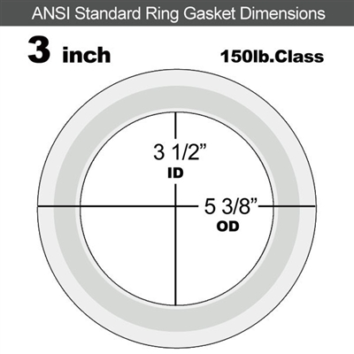 Equalseal PTFE with 304 Stainless Steel Core Flange Gasket - 150 Lb. - 1/8" Thick - 3" Pipe