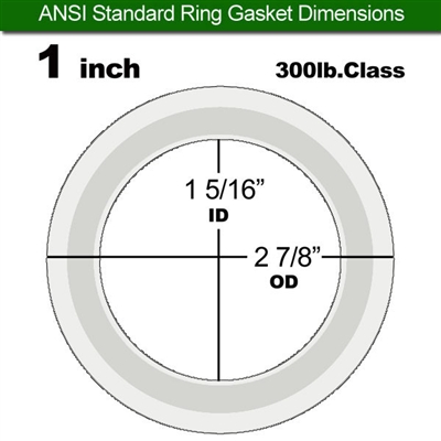 Equalseal PTFE with 304 Stainless Steel Core Flange Gasket - 300 Lb. - 3/32" Thick - 1" Pipe