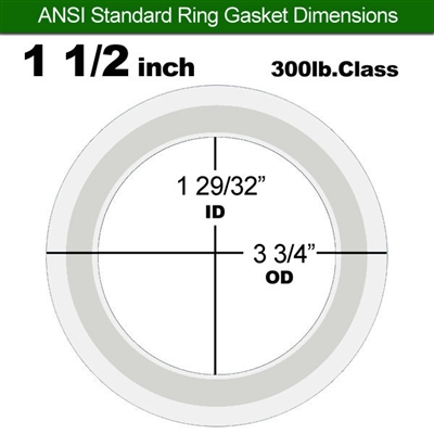 Equalseal PTFE with 304 Stainless Steel Core Flange Gasket - 300 Lb. - 3/32" Thick - 1-1/2" Pipe