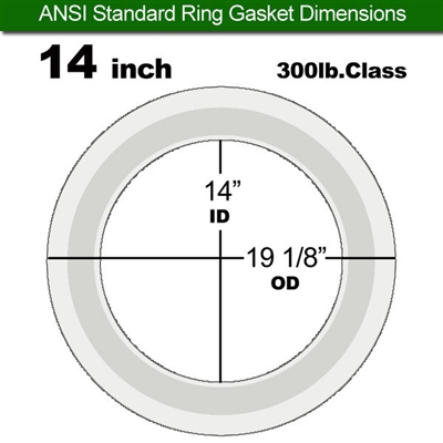 Equalseal PTFE with 304 Stainless Steel Core Flange Gasket - 300 Lb. - 3/32" Thick - 14" Pipe