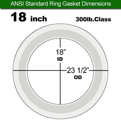 Equalseal PTFE with 304 Stainless Steel Core Flange Gasket - 300 Lb. - 3/32" Thick - 18" Pipe