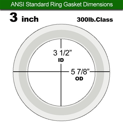 Equalseal PTFE with 304 Stainless Steel Core Flange Gasket - 300 Lb. - 3/32" Thick - 3" Pipe