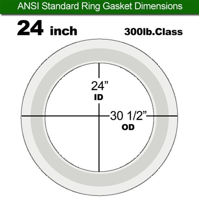 Equalseal PTFE with 304 Stainless Steel Core Flange Gasket - 300 Lb. - 1/8" Thick - 24" Pipe