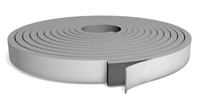 Grey PVC Foam Strip Roll with PSA - 3/16" x 1/2" x 30 Ft.