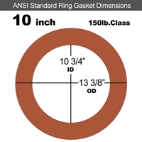 Red SBR Rubber Ring Gasket - 150 Lb. - 1/16" Thick - 10" Pipe