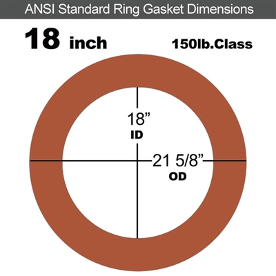 Red SBR Rubber Ring Gasket - 150 Lb. - 1/16" Thick - 18" Pipe