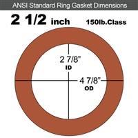 Red SBR Rubber Ring Gasket - 150 Lb. - 1/16" Thick - 2-1/2" Pipe