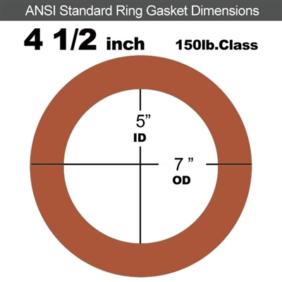 Red SBR Rubber Ring Gasket - 150 Lb. - 1/16" Thick - 4-1/2" Pipe