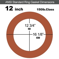 Red SBR Rubber Ring Gasket - 150 Lb. - 1/8" Thick - 12" Pipe