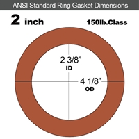 Red SBR Rubber Ring Gasket - 150 Lb. - 1/8" Thick - 2" Pipe