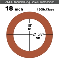 60 Duro Red Silicone Rubber Ring Gasket - 150 Lb. - 1/16" Thick - 18" Pipe