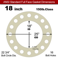 40 Duro Tan Pure Gum Full Face Gasket - 150 Lb. - 1/8" Thick - 18" Pipe